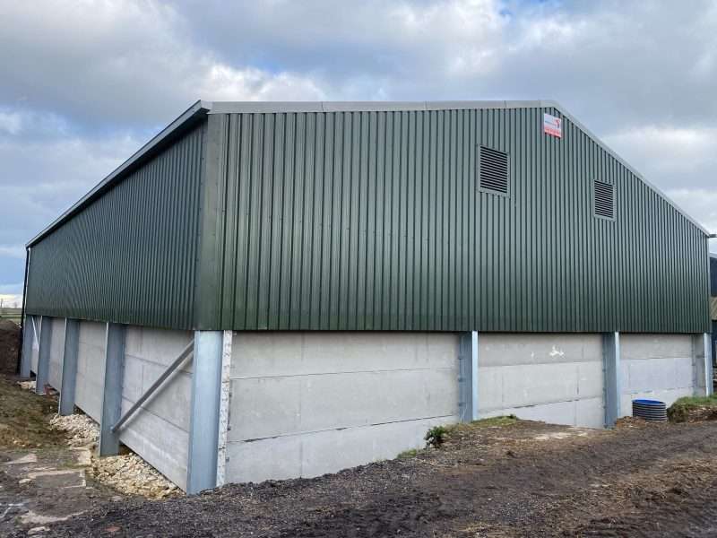 Galvanised steel and 3m high concrete panels