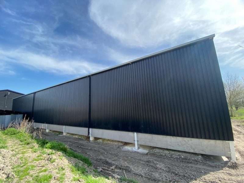 Black cladding and white painted steel